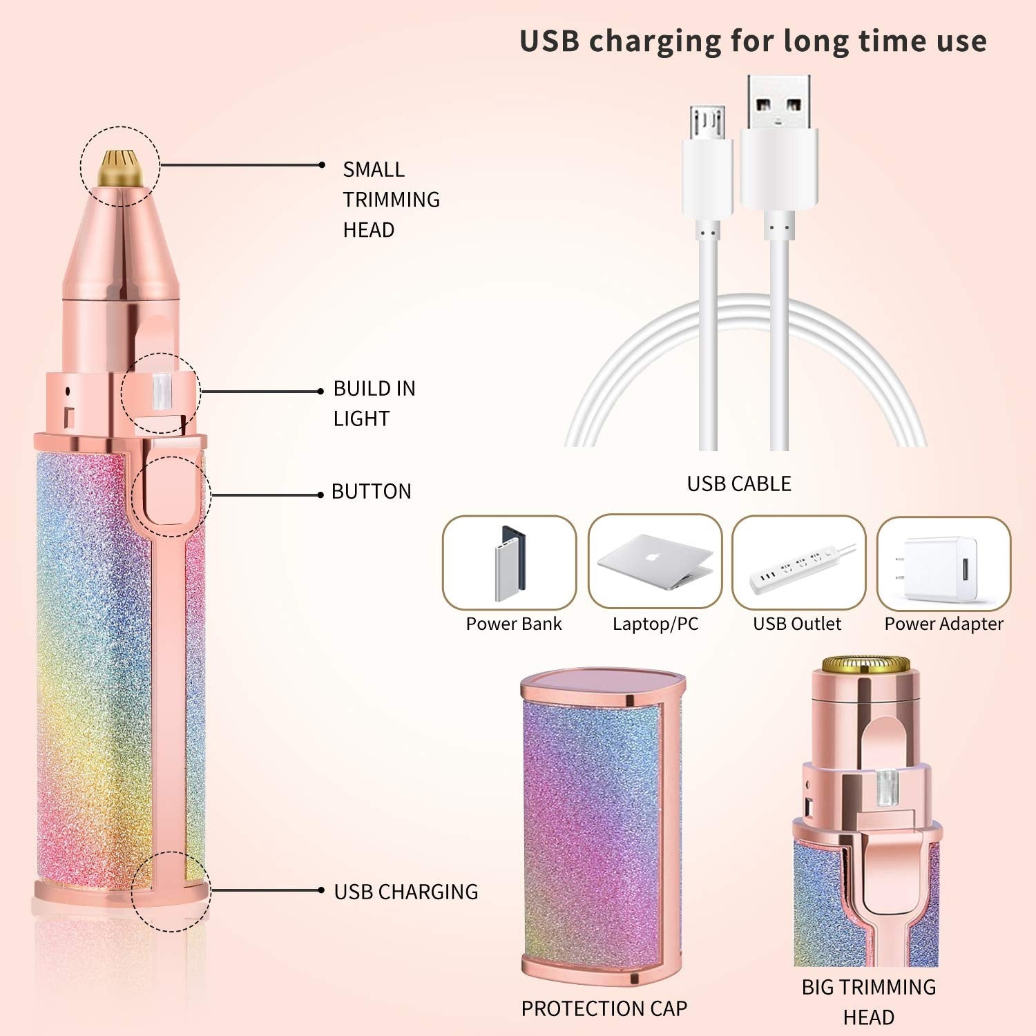 Blawless 2-in-1 USB Rechargeable Eyebrow Trimmer & Shaver